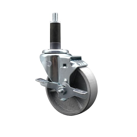 Service Caster 4'' Semi Steel Swivel 1'' Expanding Stem Caster with Brake SCC-EX20S414-SSS-TLB-1